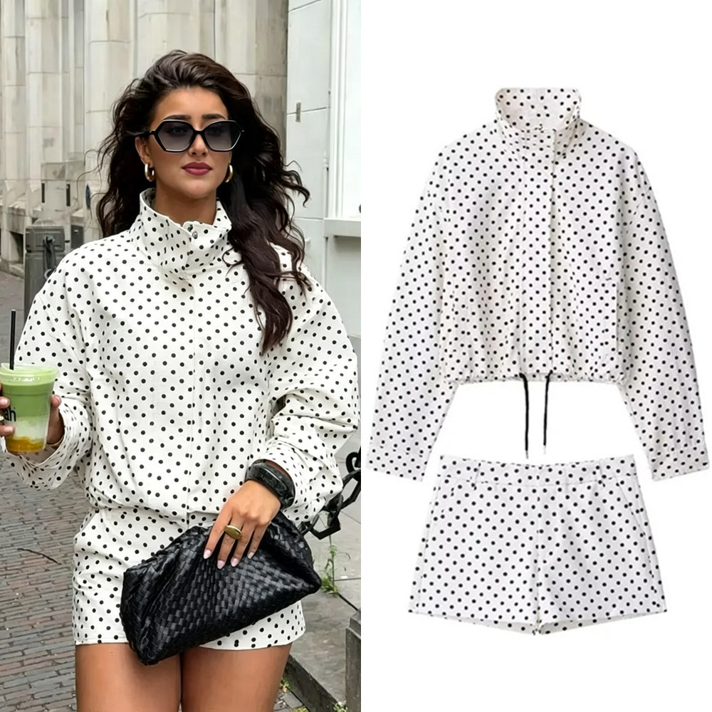 Winter Clothing Deals - سترة نسائية عتيقة الطراز مطبوعة بنقاط