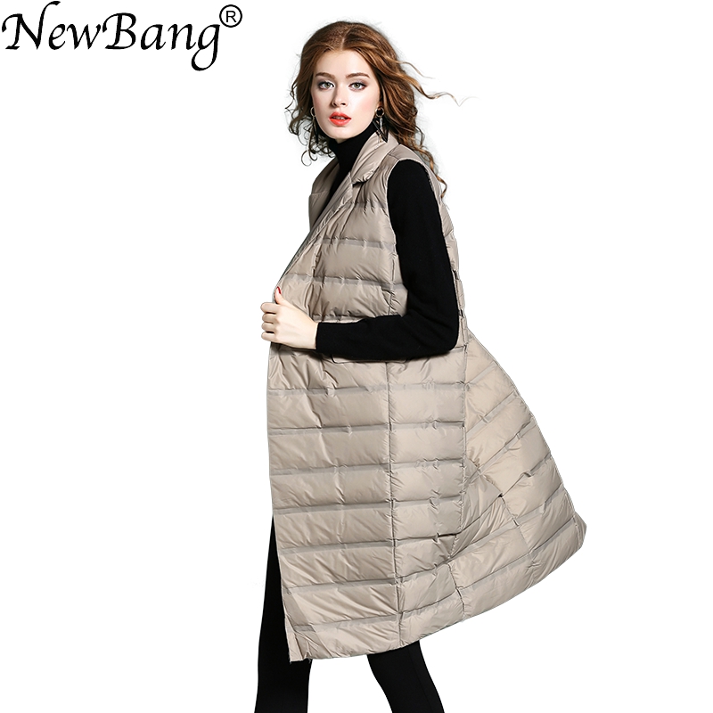 Down Vest Ultralight - NewBang العلامة التجارية المرأة سترة طويلة