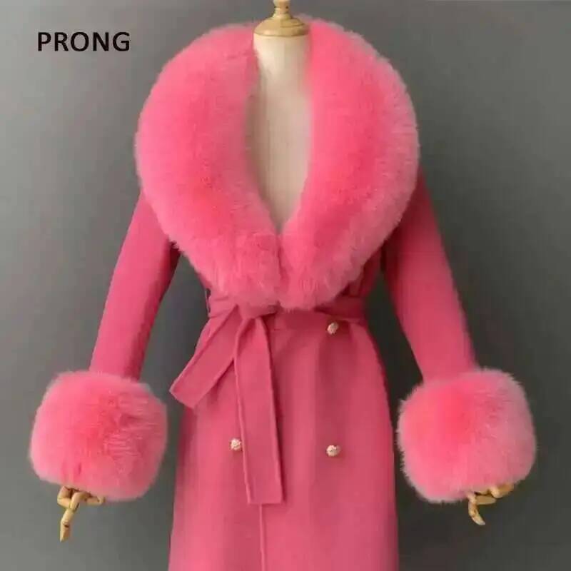 Winter Clothing Deals - الفراء الحقيقي طوق والأصفاد مجموعة معطف